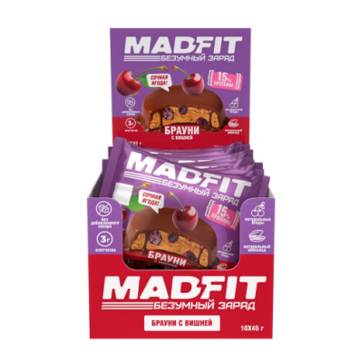 Mad Fit Печенье глазированное Брауни с вишней 45 гр 