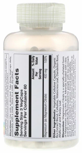 Solaray Magnesium Citrate 180 раст.капсул				