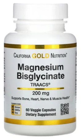California Gold Nutrition Magnesium Bisglycinate 120  Раст. Капсул.