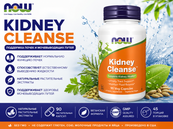Now Kidney Cleanse 90 раст. капс.