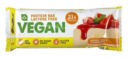 BOMBBAR Батончик Веган протеиновый 60 гр. банановый торт с клубникой