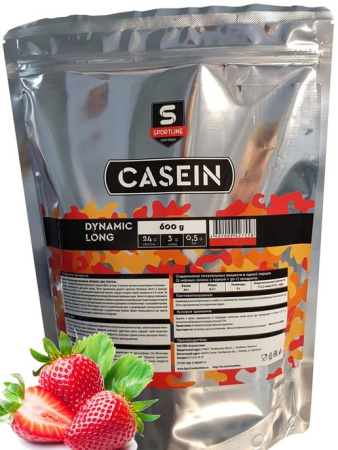 Sportline Dynamic Long Casein Protein 600 g. клубника