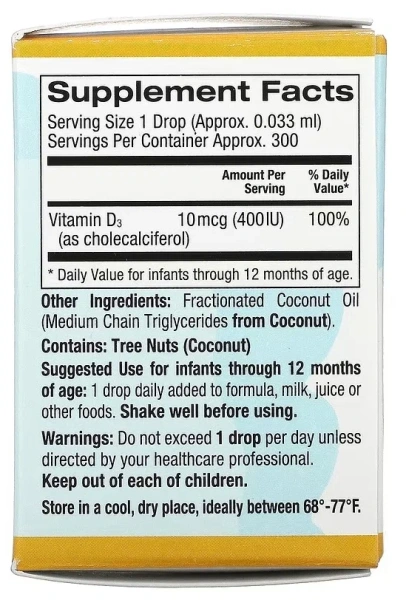California Gold Nutrition Baby D3 400IU 10ml.
