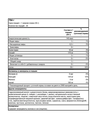 Optimum nutrition Platinum HydroWhey 0,8 кг. ваниль