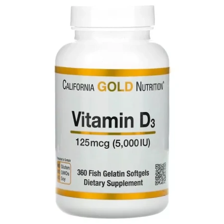 California Gold Nutrition Vitamin D-3 5000 IU 90 гелькапс.