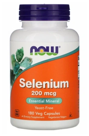 NOW Selenium 200 mcg 180 веганских капсул